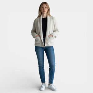 ARITZIA WILFRED FREE Cardigan Women Size XS Light Gray 100% Wool Longsleeves